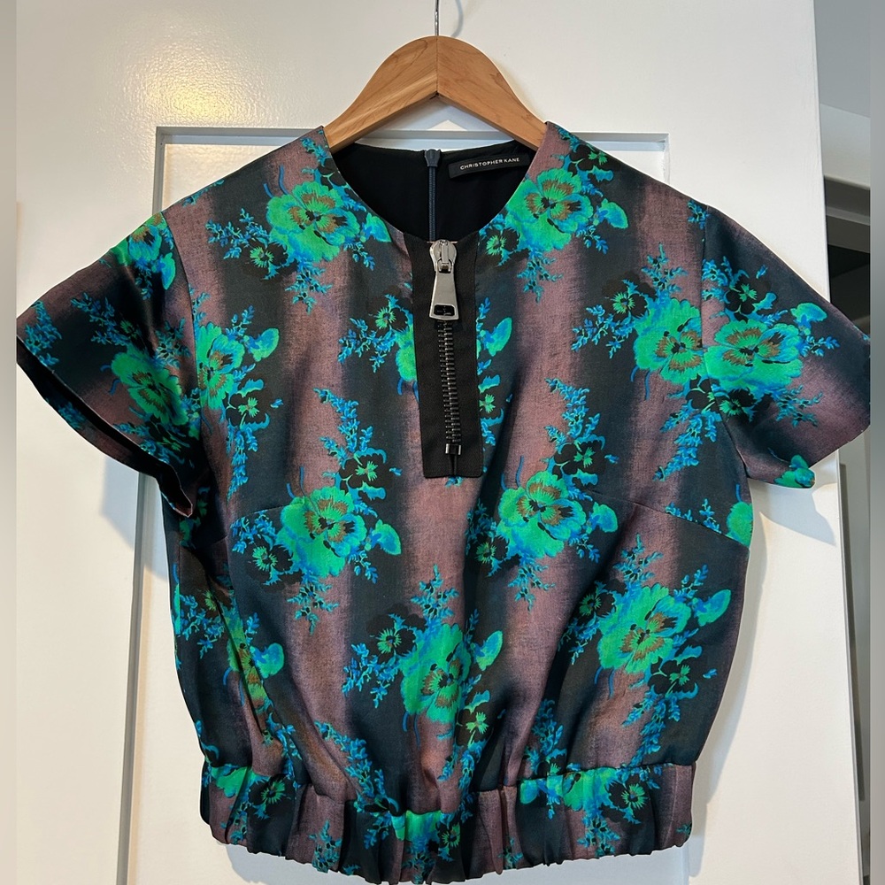 Christopher Kane floral crop top.  Silk. Like new condition. US 8.